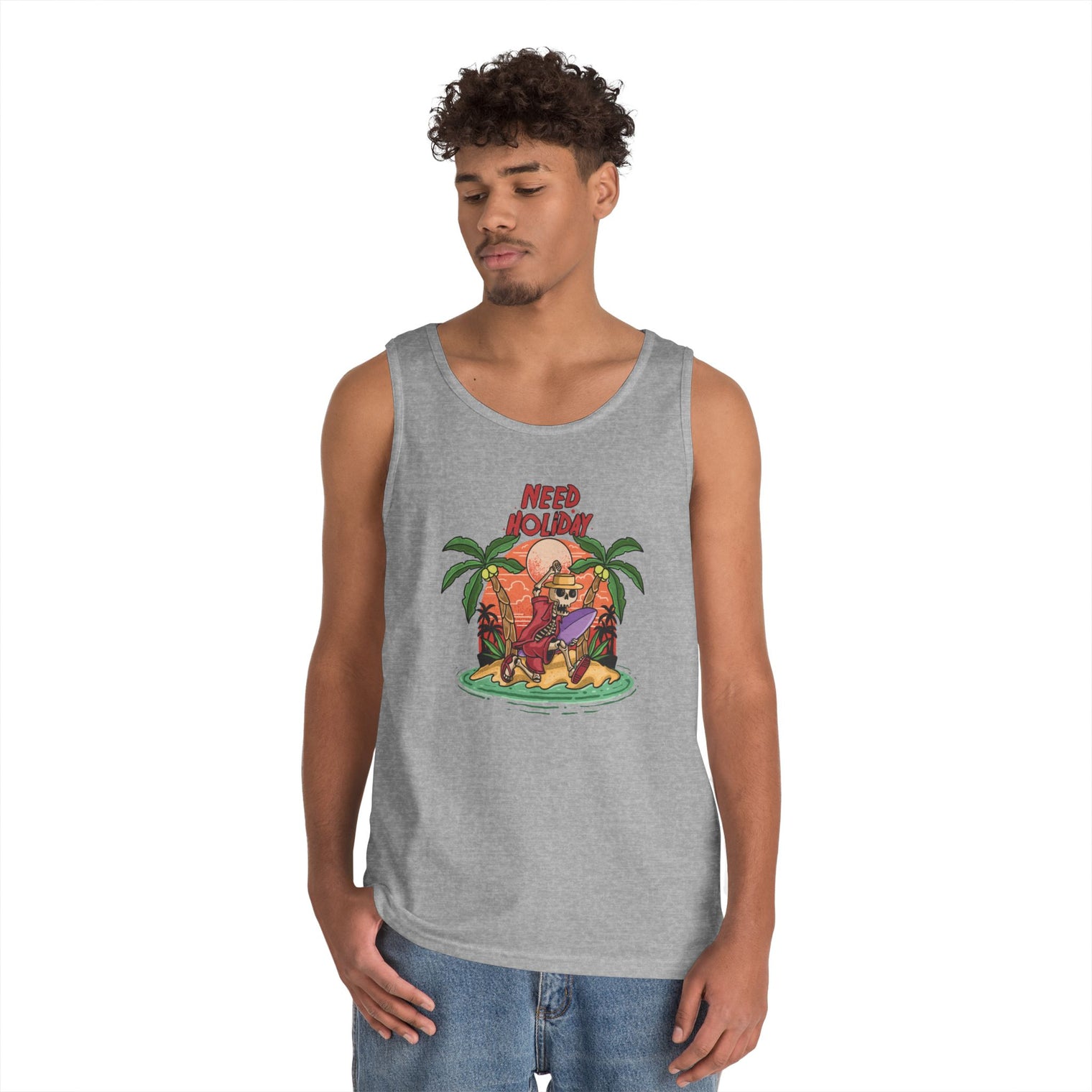 Chill Vibes Tank Top | "Need Holiday" Graphic | Summer Apparel, Beachwear, Unisex Clothing, Gift for Travelers, Relaxed Fit - OGGDesigns