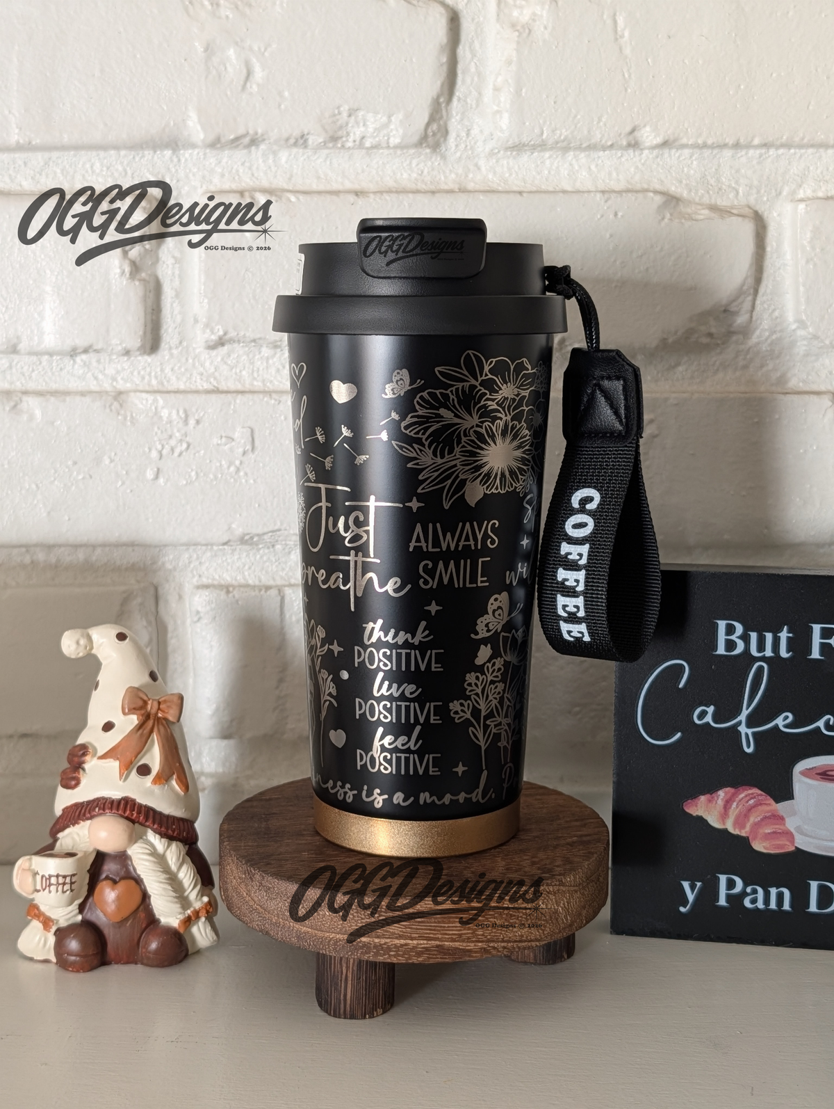 Just Breathe 18oz Custom-Engraved To-Go Coffee Cup
