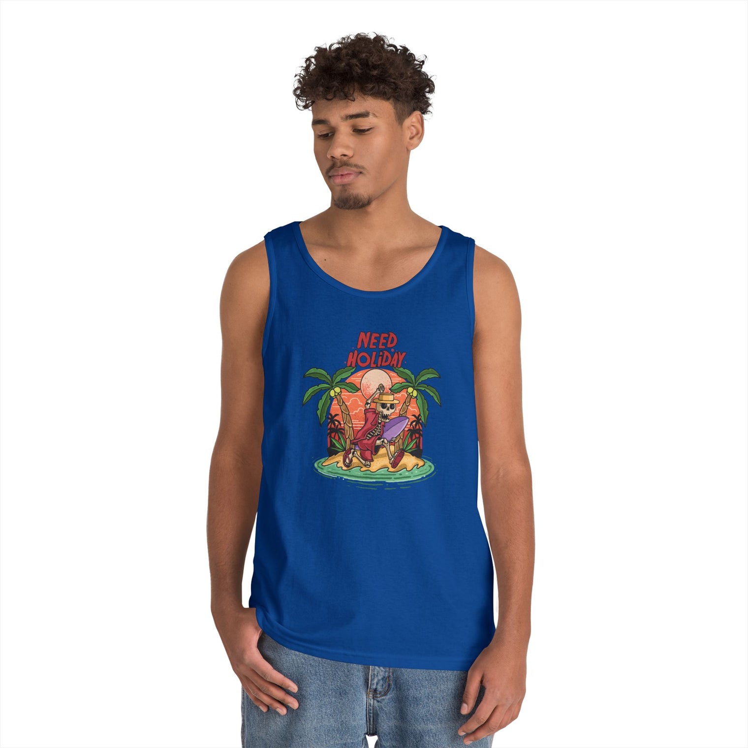 Chill Vibes Tank Top | "Need Holiday" Graphic | Summer Apparel, Beachwear, Unisex Clothing, Gift for Travelers, Relaxed Fit - OGGDesigns
