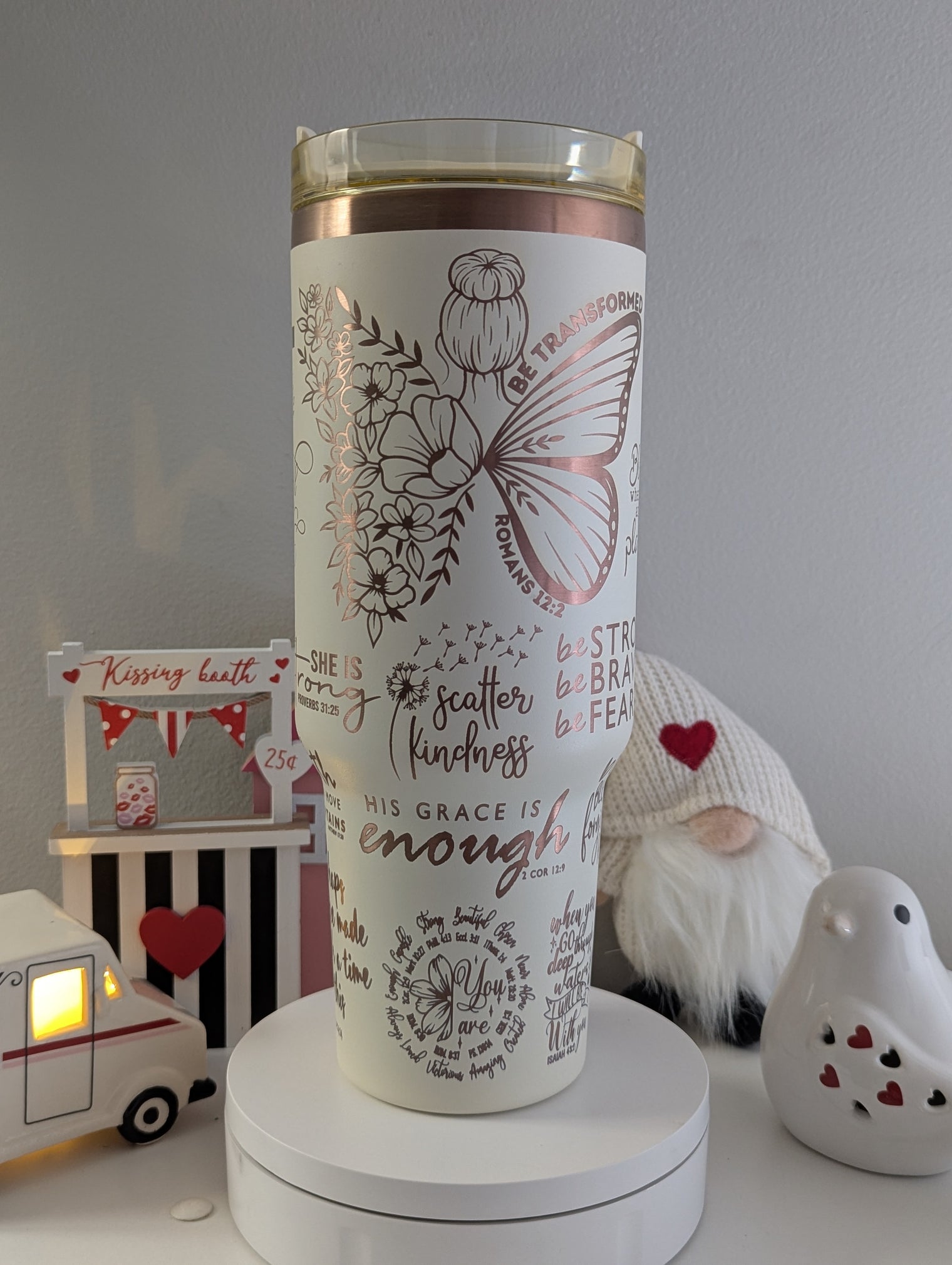 Be Transformed Romans 12:2 Laser Engraved 40 oz Tumbler with Handle, Jesus's love, Christian Faith Design, Religious Gift idea - OGGDesigns