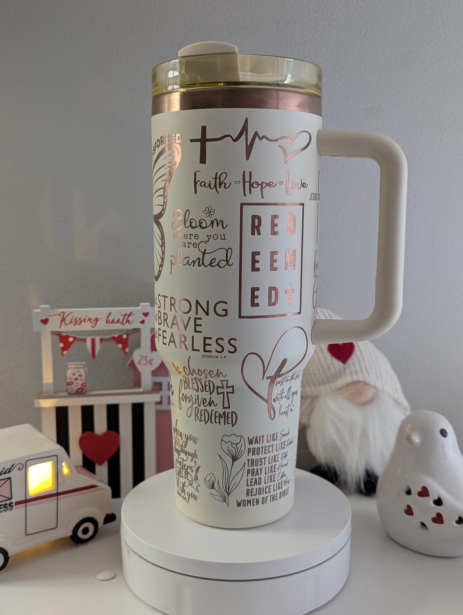 Be Transformed Romans 12:2 Laser Engraved 40 oz Tumbler with Handle, Jesus's love, Christian Faith Design, Religious Gift idea - OGGDesigns