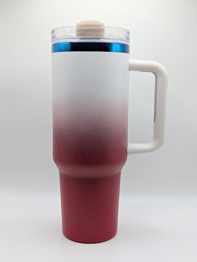 40oz Blue Plated Tumbler Blank — Ombre Red — Laser Engraving Ready