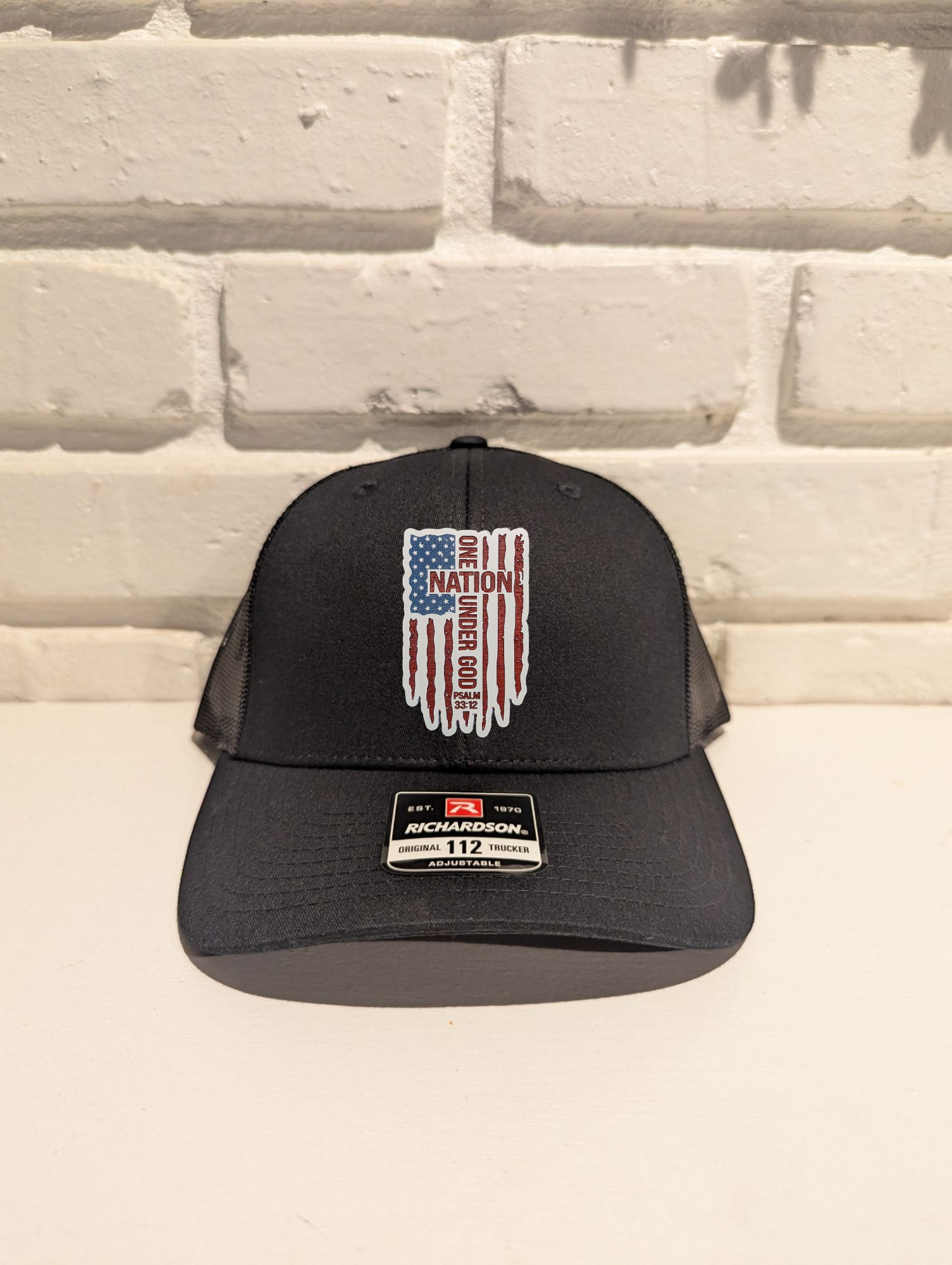 Custom American flag One Nation under God Richardson 112 Trucker Hat - OGGDesigns