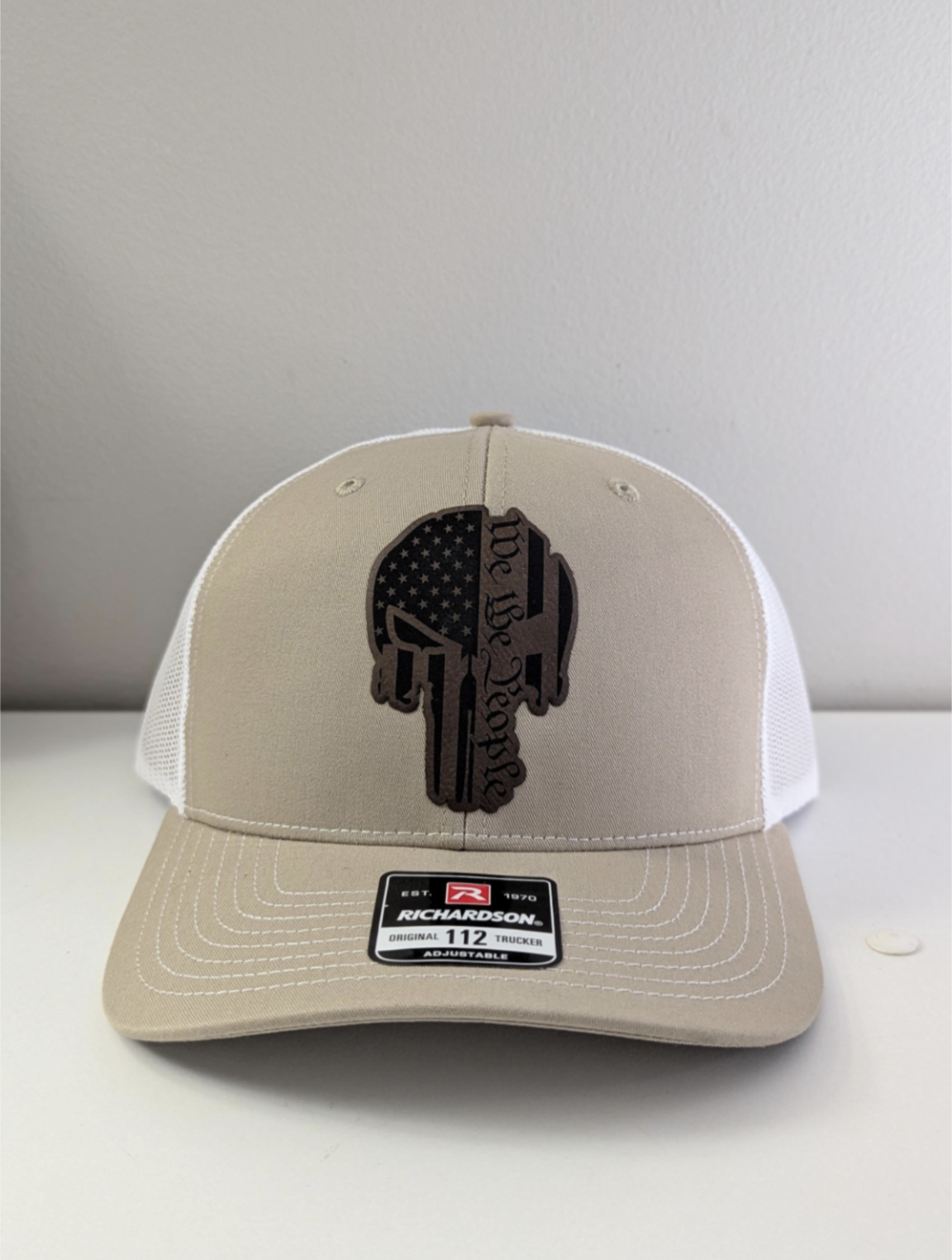 Custom We the People American flag Skull patch 112 Richardson Trucker Hat - OGGDesigns