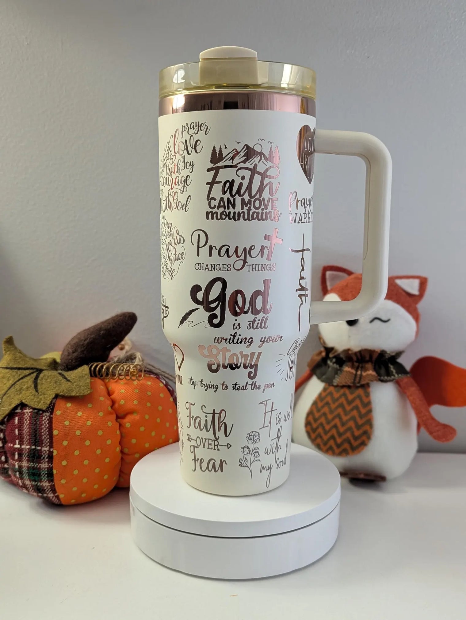 Butterfly Christian Faith 40 oz Laser Engraved Tumbler with Handle - OGGDesigns
