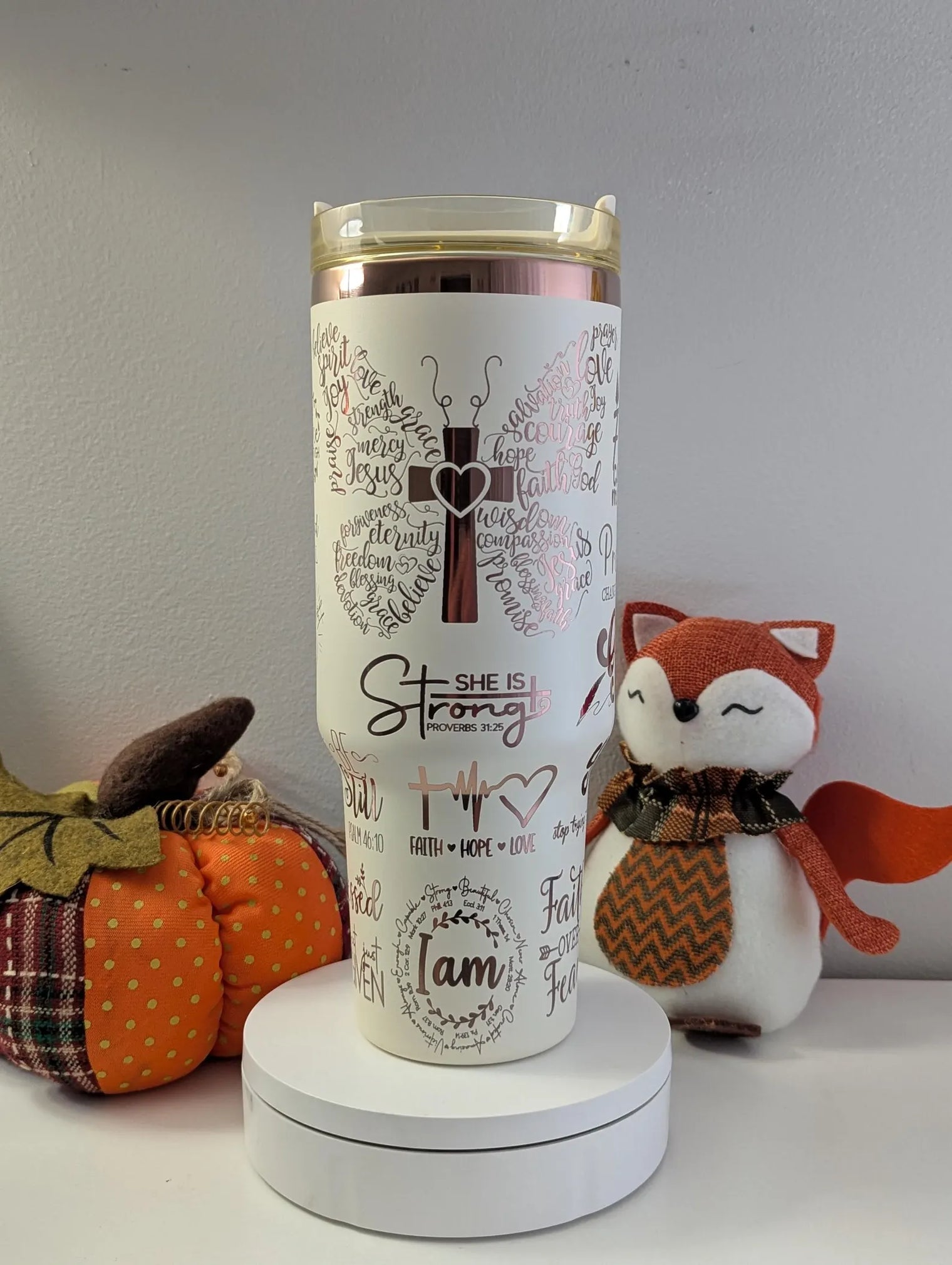 Butterfly Christian Faith 40 oz Laser Engraved Tumbler with Handle - OGGDesigns