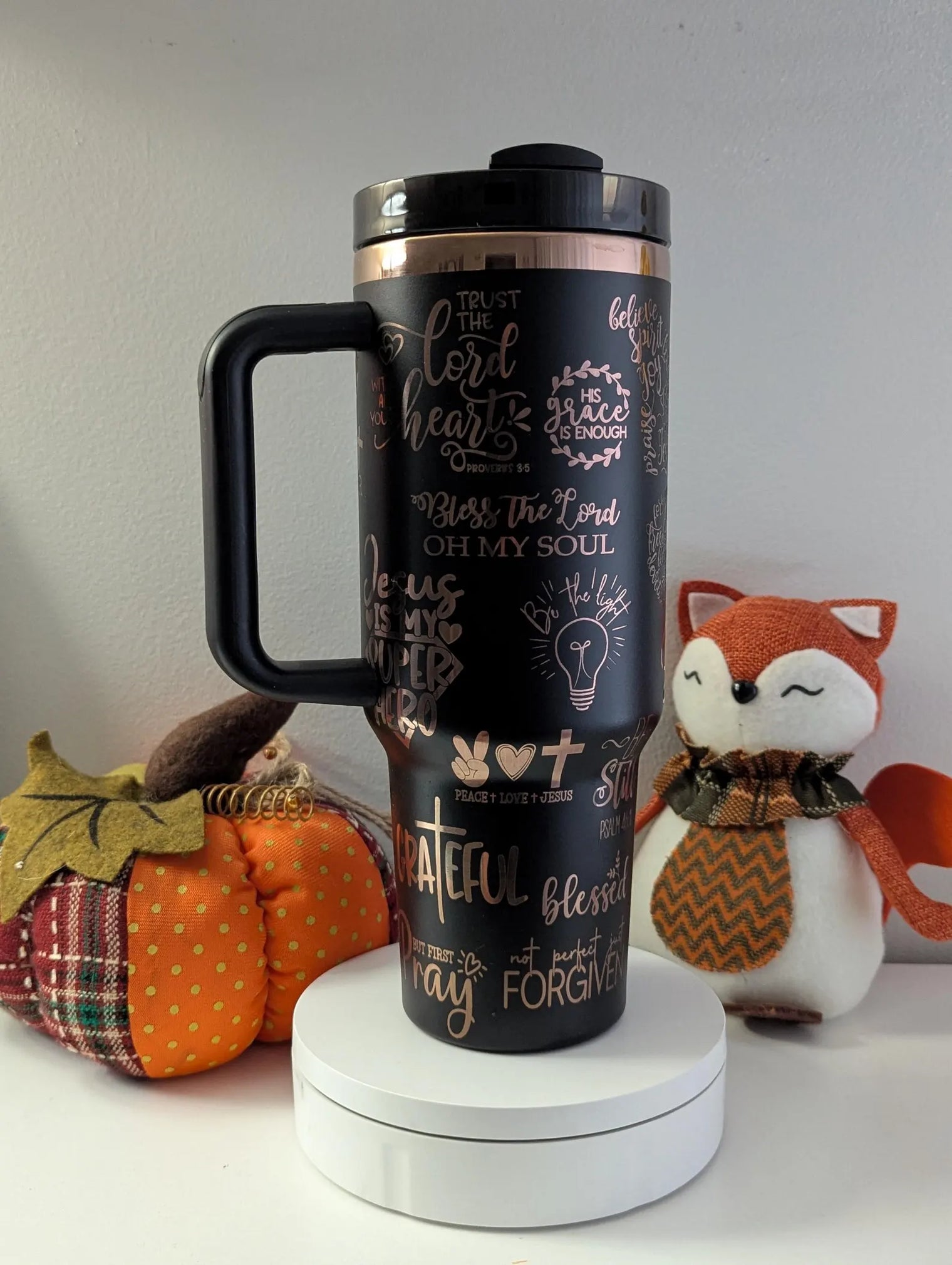 Butterfly Christian Faith 40 oz Laser Engraved Tumbler with Handle - OGGDesigns