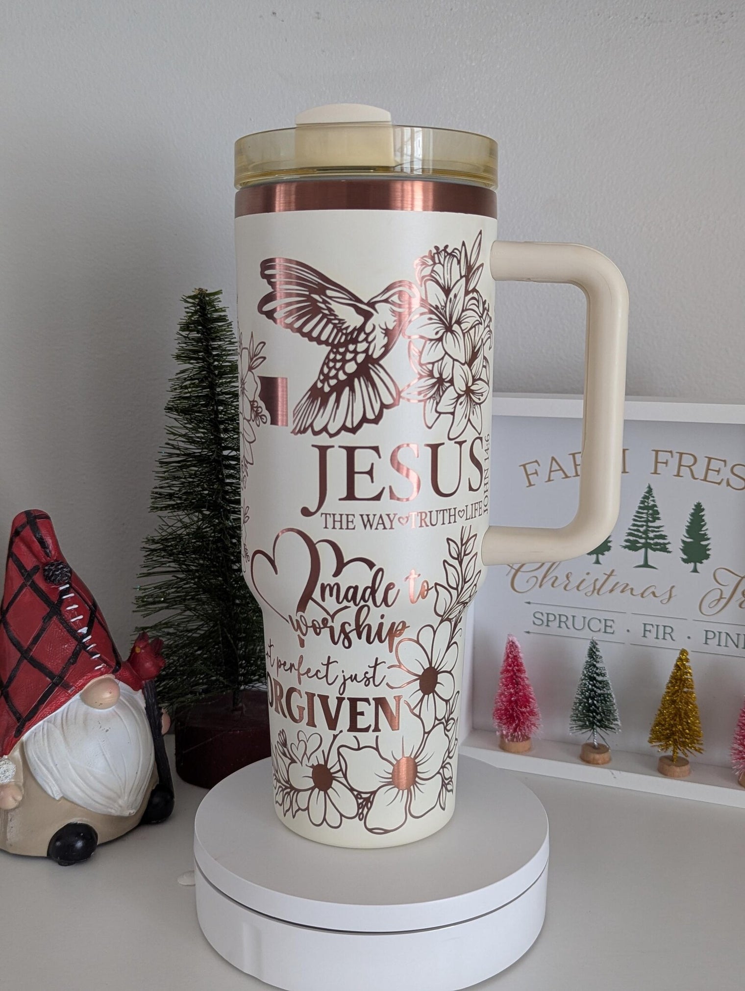 Jesus the way truth life 40 oz Laser Engraved Tumbler with Handle - OGGDesigns