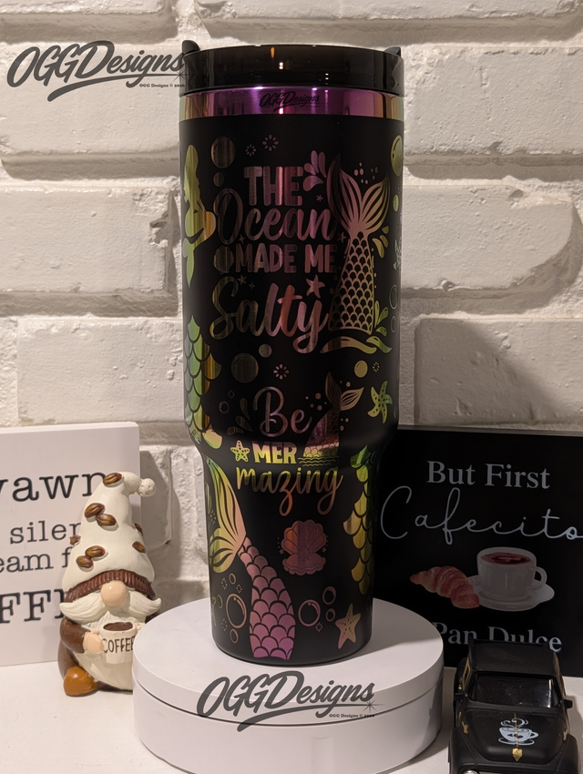 Mermaid and Ocean Lovers 40 oz Custom Tumbler with handle - OGGDesigns