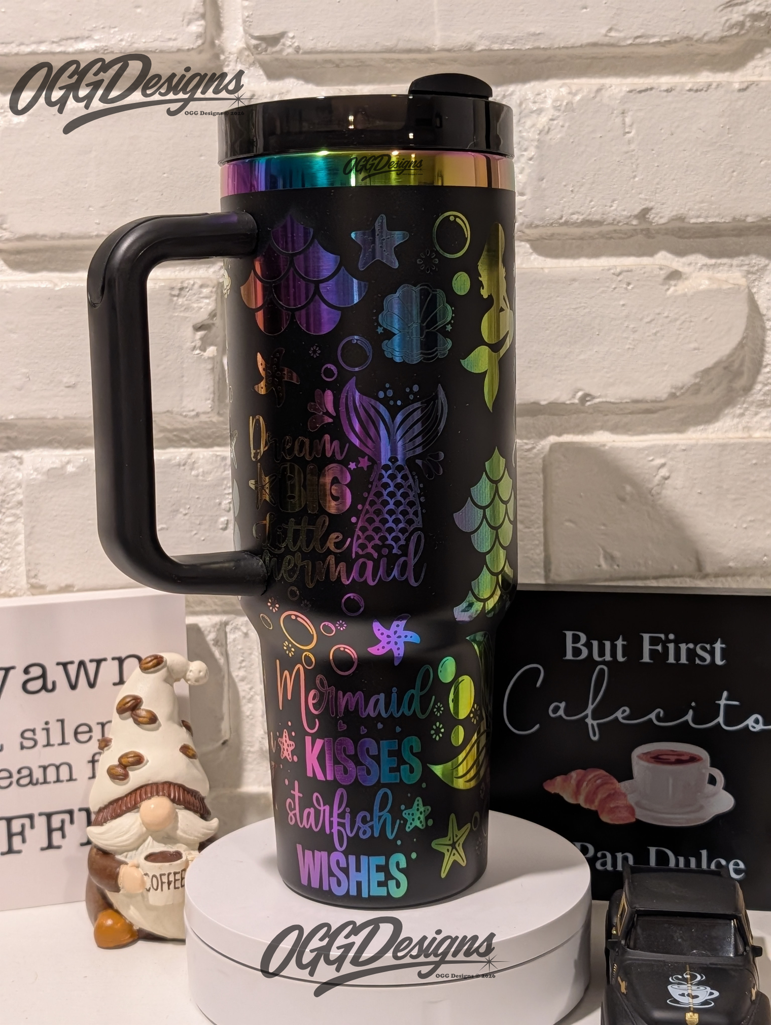 Mermaid and Ocean Lovers 40 oz Custom Tumbler with handle - OGGDesigns