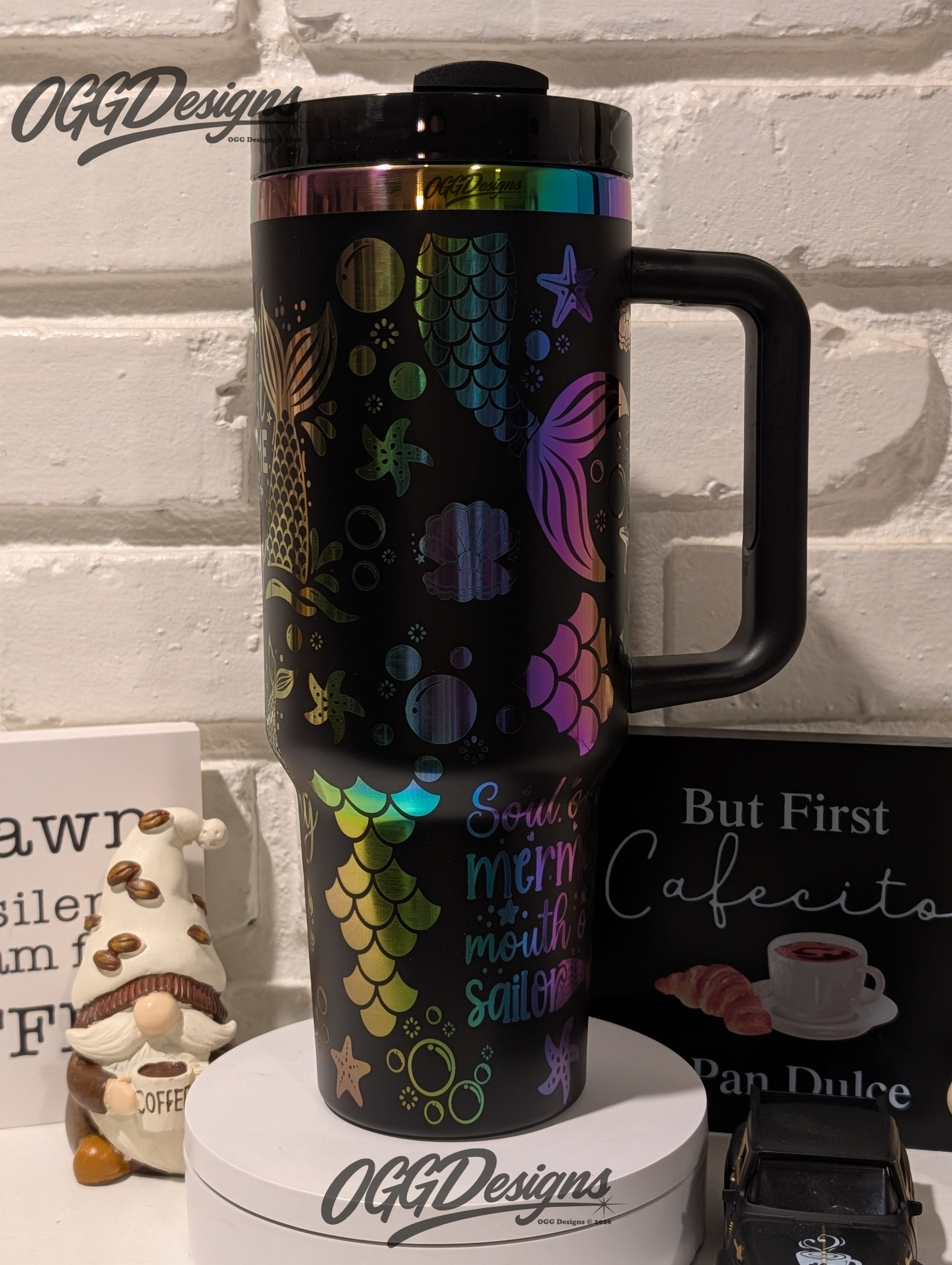 Mermaid and Ocean Lovers 40 oz Custom Tumbler with handle - OGGDesigns