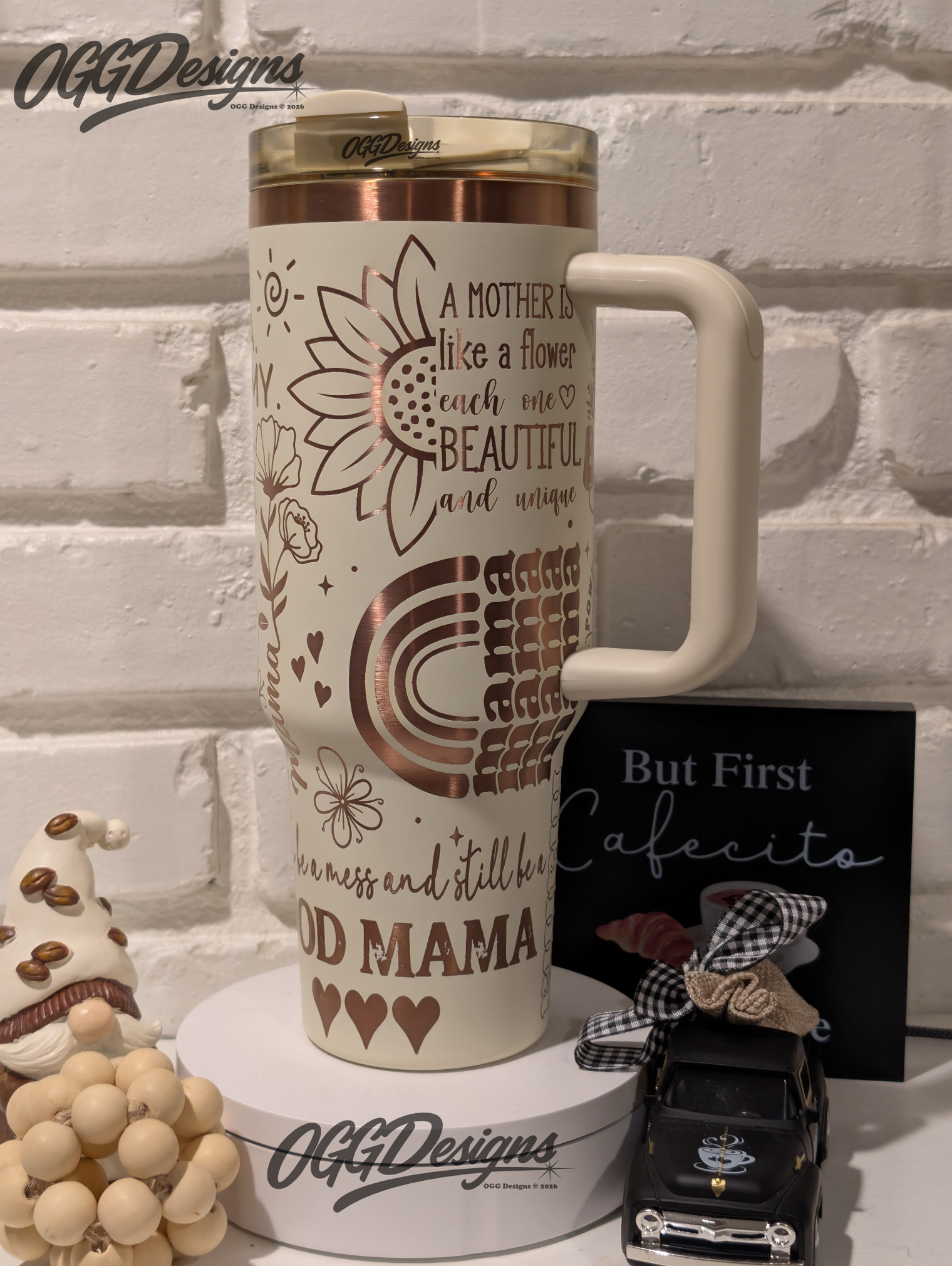 40oz Blessed Mama Full Wrap Tumbler – Mama Gift | Lid, Straw & Handle Included - OGGDesigns