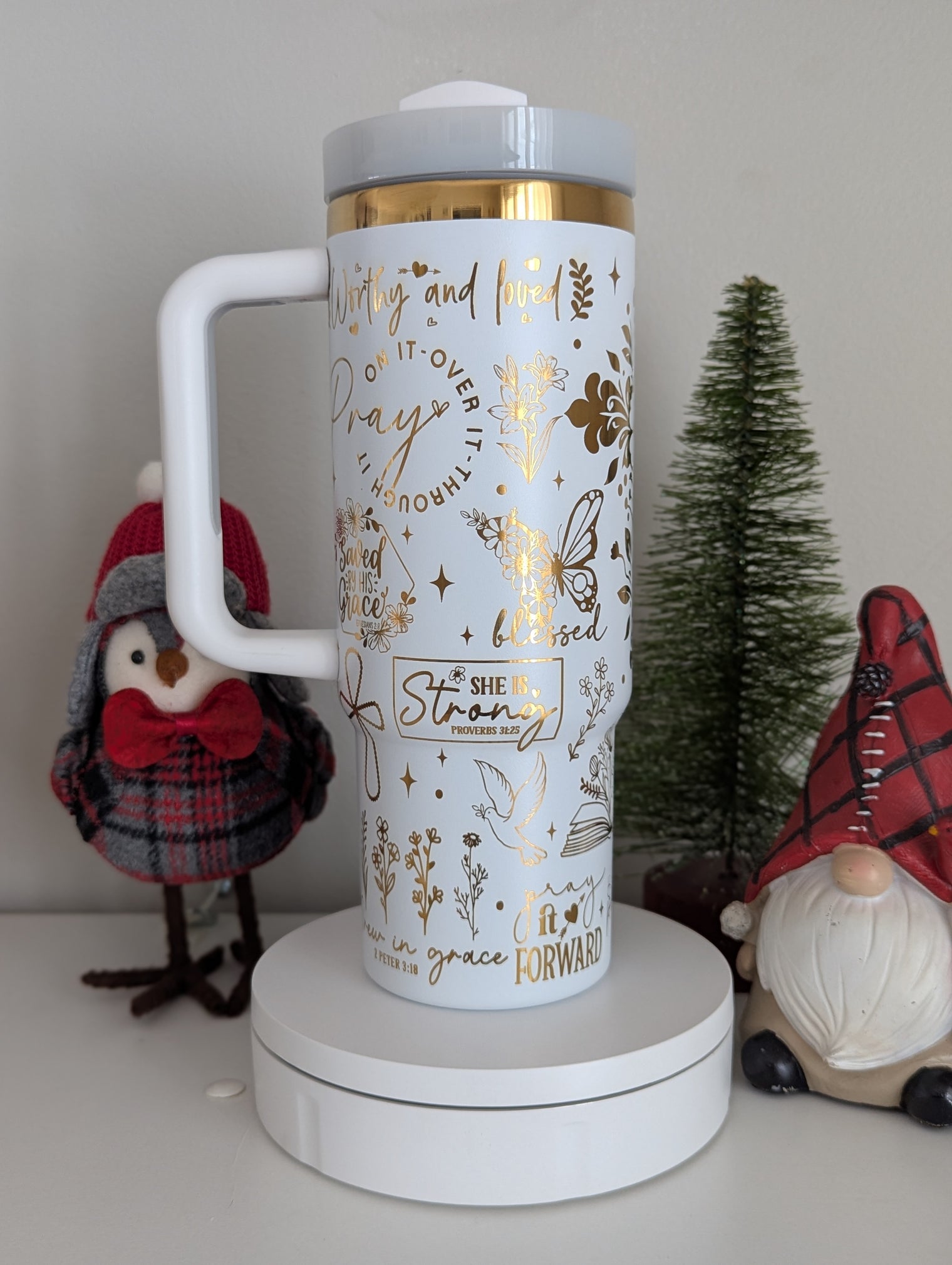 Walk by Faith not by Sight a 30 ounce Laser Engraved Tumbler with Handle - OGGDesigns