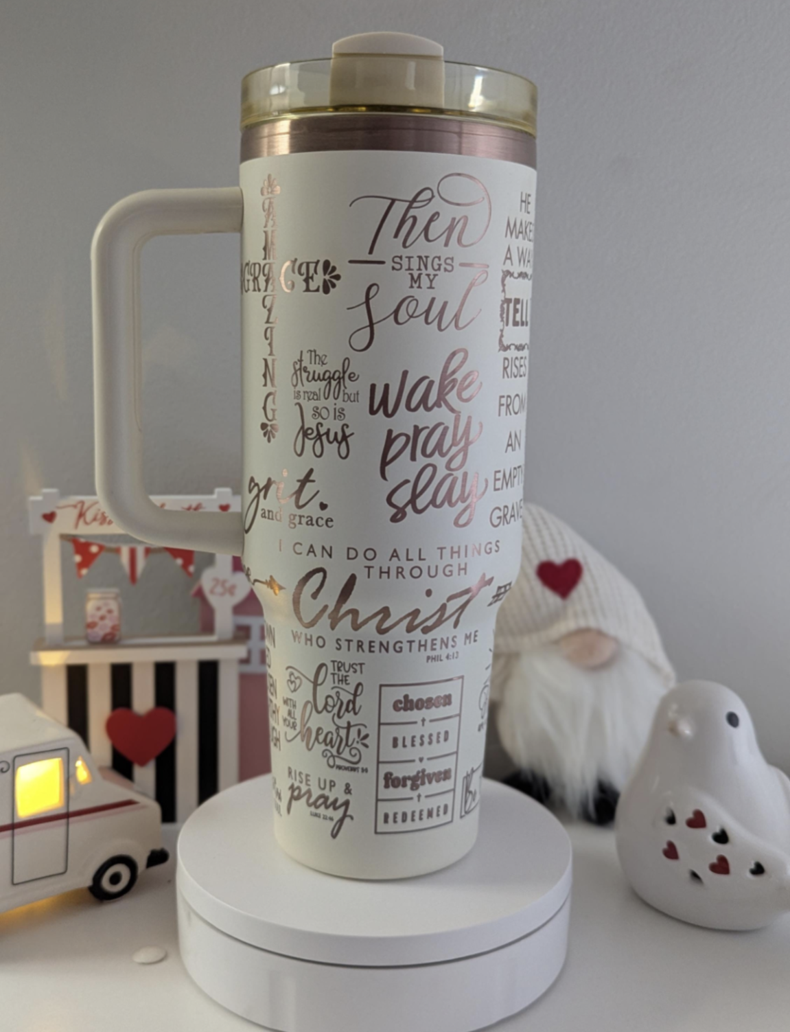 My Jesus 40 oz Laser Engraved Tumbler with Handle Christian Design and Religious Gift idea with Bible Verses - OGGDesigns