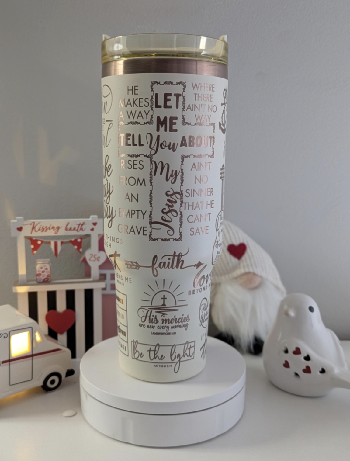 My Jesus 40 oz Laser Engraved Tumbler with Handle Christian Design and Religious Gift idea with Bible Verses - OGGDesigns