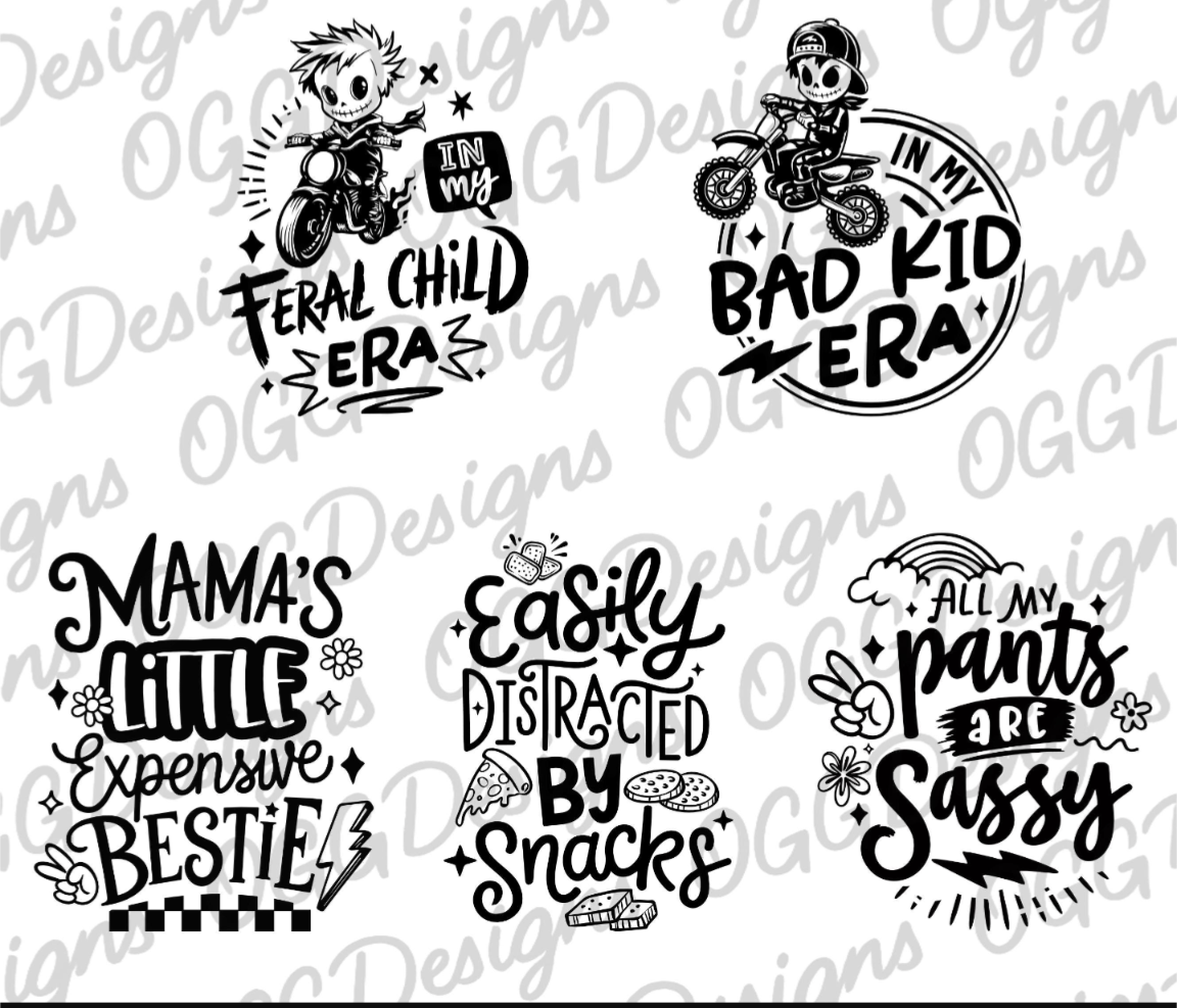 12 oz Spill-Proof Toddler Tumbler – Funny Laser Engraved Cups with Lid & Straw | Feral Child, Bad Kid Era, Mama’s Bestie, Easily Distracted by Snacks, Sassy Pants - OGGDesigns