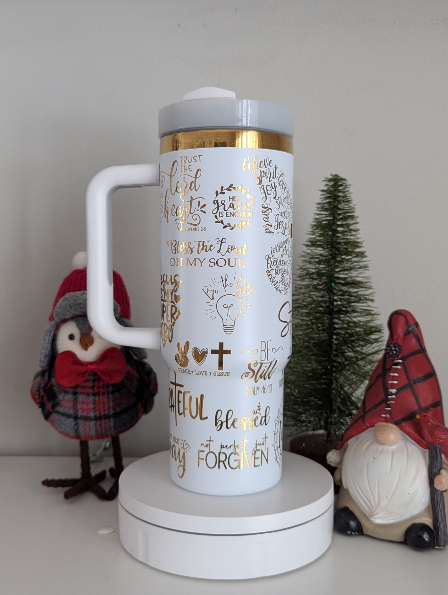 She is Strong butterfly Cross Design 30 ounce Laser Engraved Tumbler with Handle - OGGDesigns