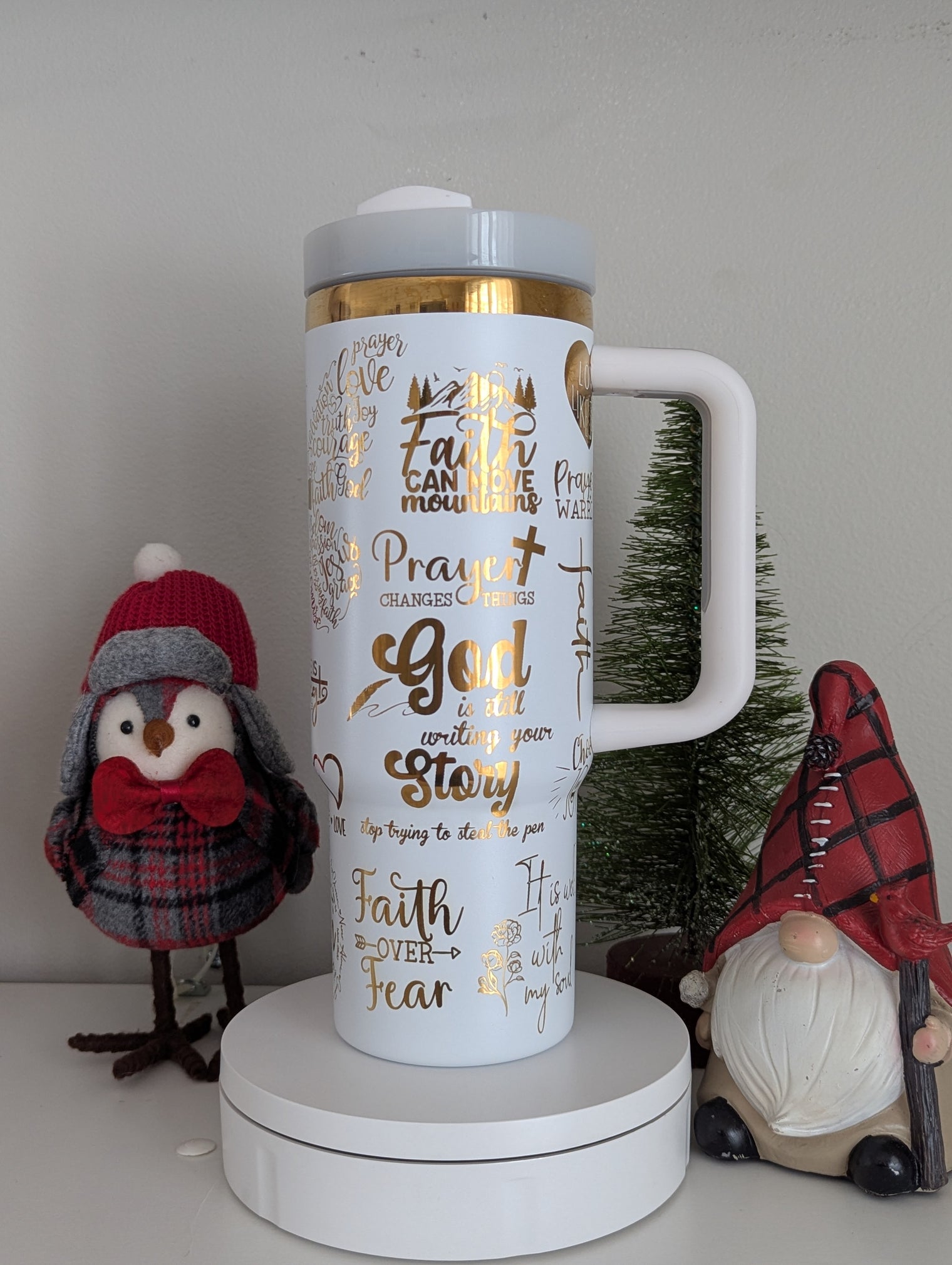 She is Strong butterfly Cross Design 30 ounce Laser Engraved Tumbler with Handle - OGGDesigns