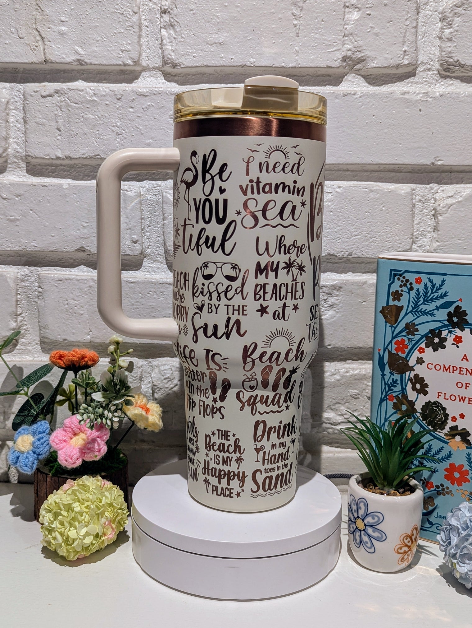 Beach please a 40 oz laser engraved Tumbler Design with handle - OGGDesigns