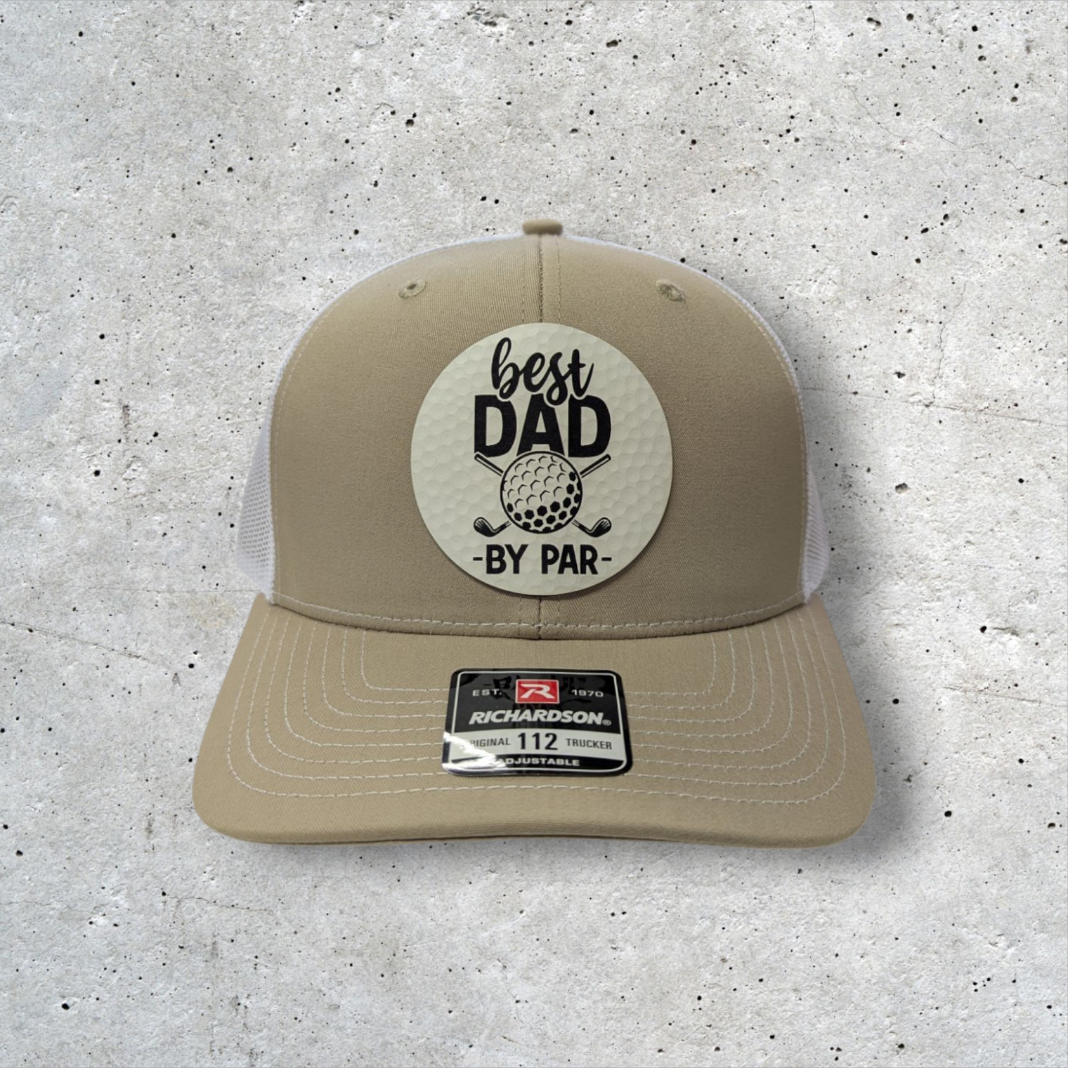 Best Dad By Par Trucker Hat 112 Richardson Golf Dad Hat with Leatherette Patch Father's Day Gift for Golfers - OGGDesigns