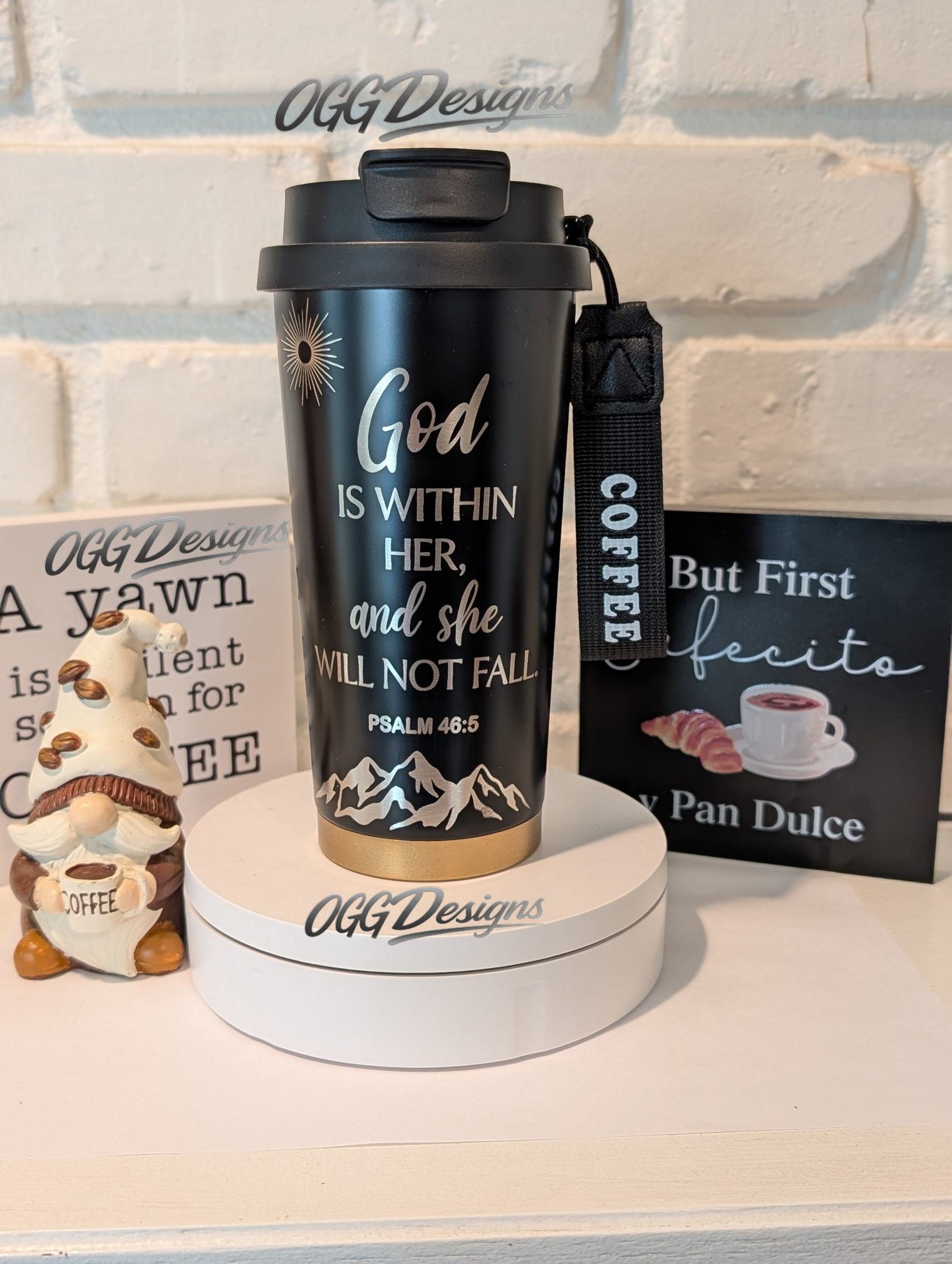 Psalms 46:5 18oz Coffee Tumbler with Charm | Straw or Sip - OGGDesigns