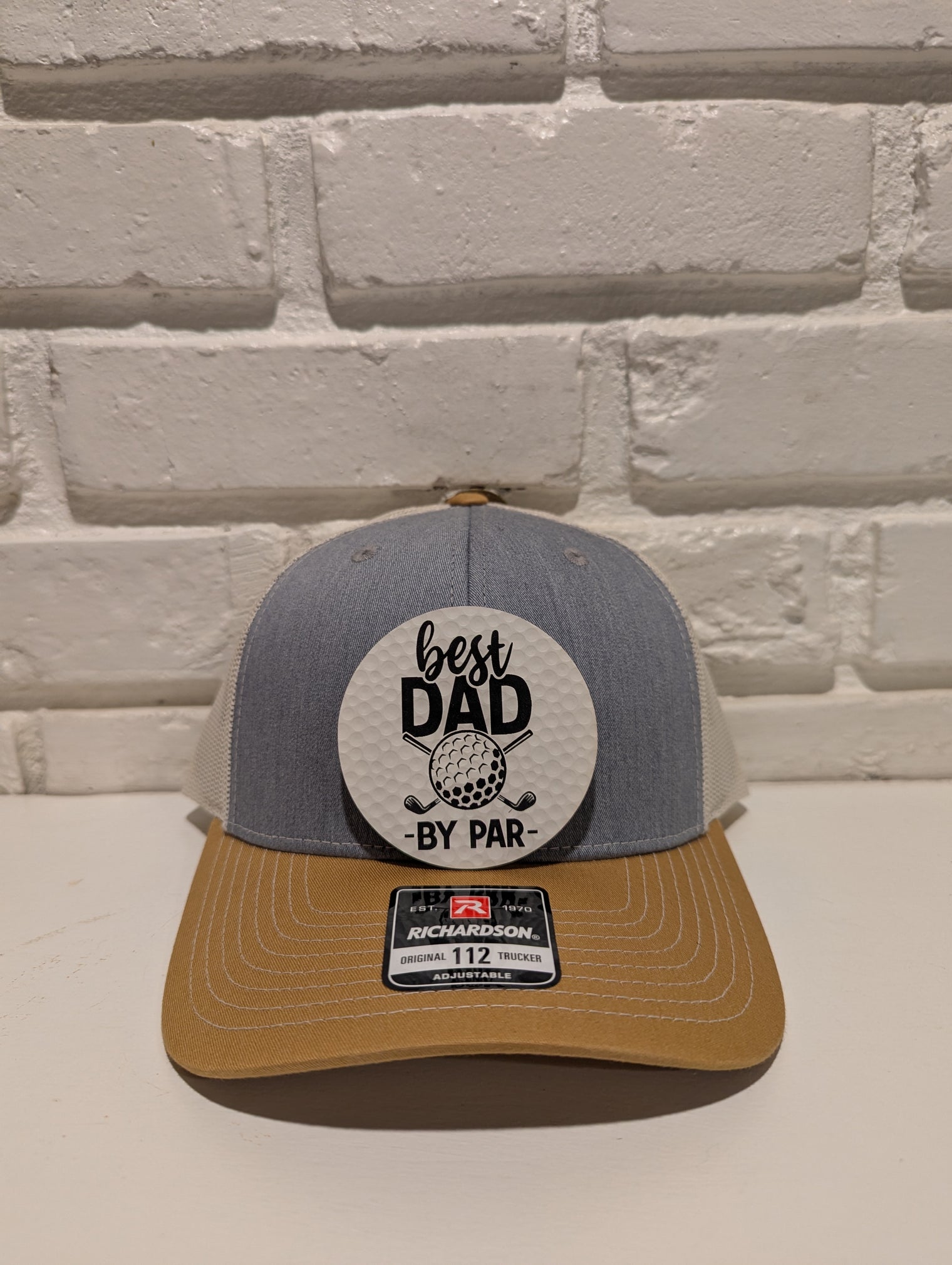 Best Dad By Par Trucker Hat 112 Richardson Golf Dad Hat with Leatherette Patch Father's Day Gift for Golfers - OGGDesigns