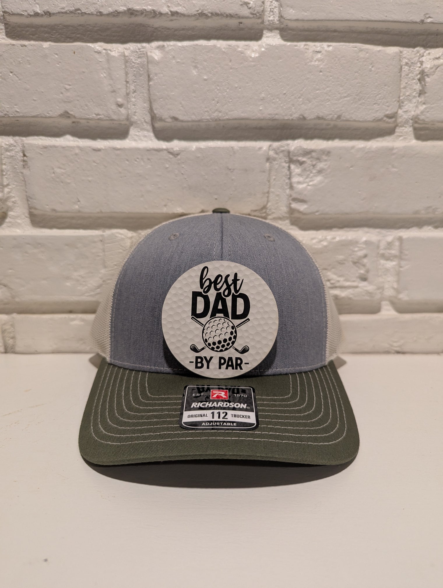 Best Dad By Par Trucker Hat 112 Richardson Golf Dad Hat with Leatherette Patch Father's Day Gift for Golfers - OGGDesigns