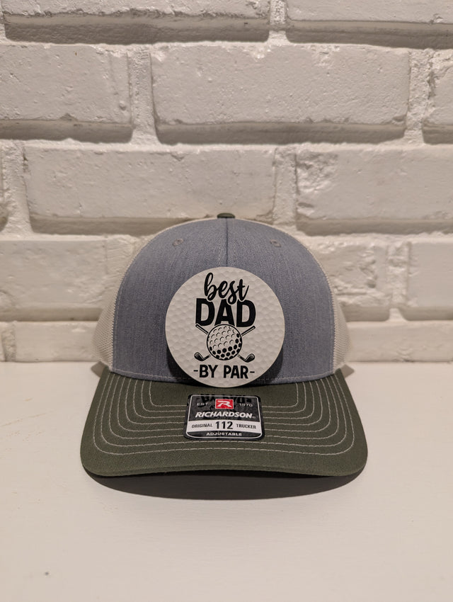 Best Dad By Par Trucker Hat 112 Richardson Golf Dad Hat with Leatherette Patch Father's Day Gift for Golfers - OGGDesigns
