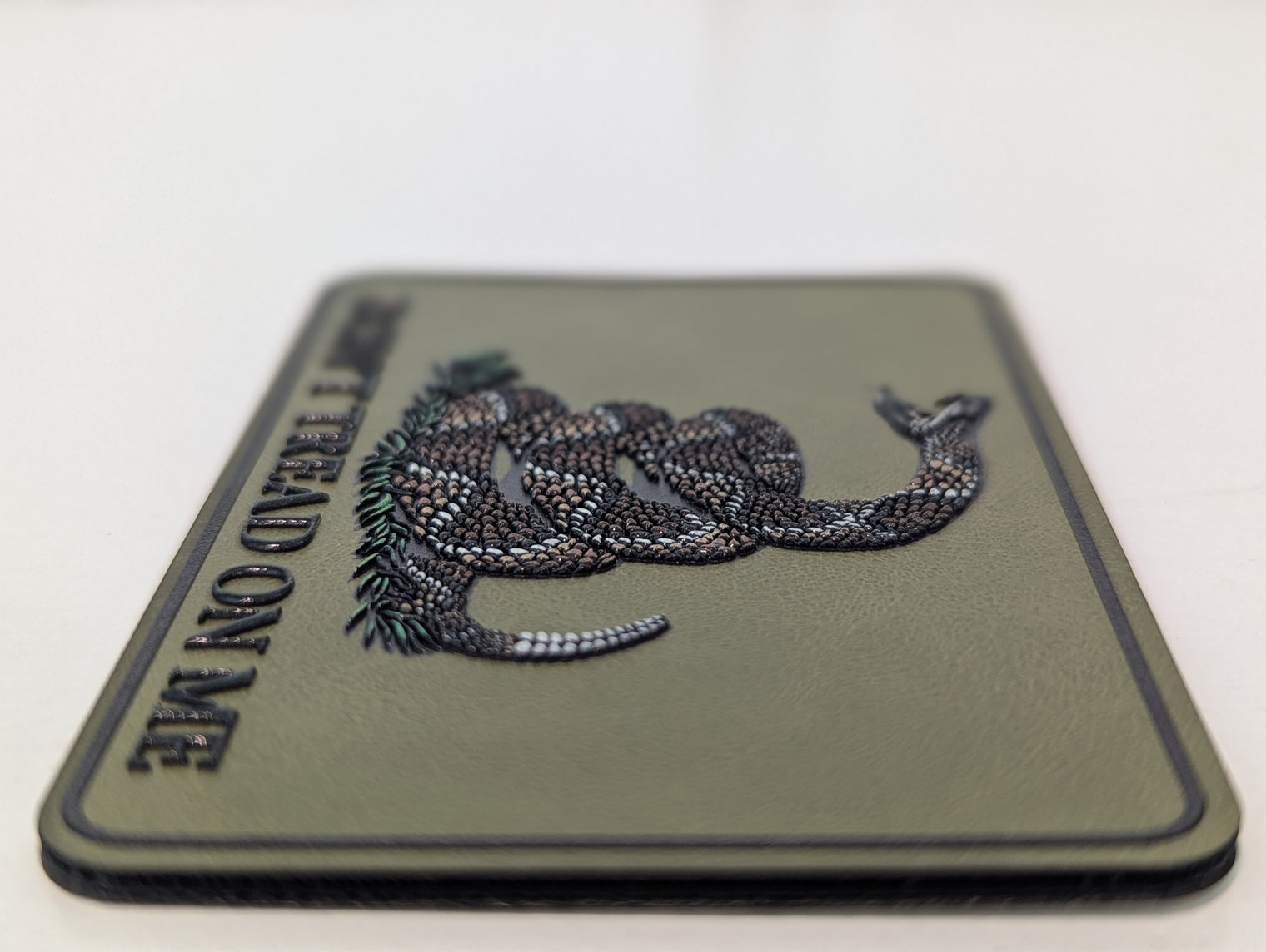 Don't Tread On Me Hat Die Cut UV Texture Build Leatherette Heritage Walnut Patch Richardson 112 Trucker Cap USA Patriotic Hat - OGGDesigns