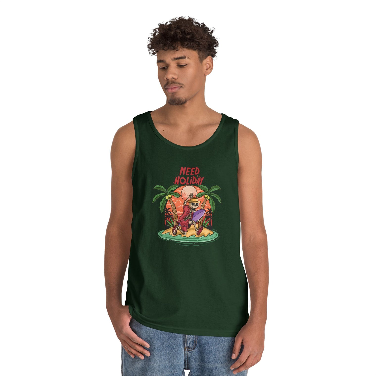 Chill Vibes Tank Top | "Need Holiday" Graphic | Summer Apparel, Beachwear, Unisex Clothing, Gift for Travelers, Relaxed Fit - OGGDesigns