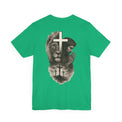 Back Design Lion of Judah Christian T-Shirt – Jesus Praying, Cross & Calvary Three Crosses – Faith-Based Religious Tee - OGGDesigns