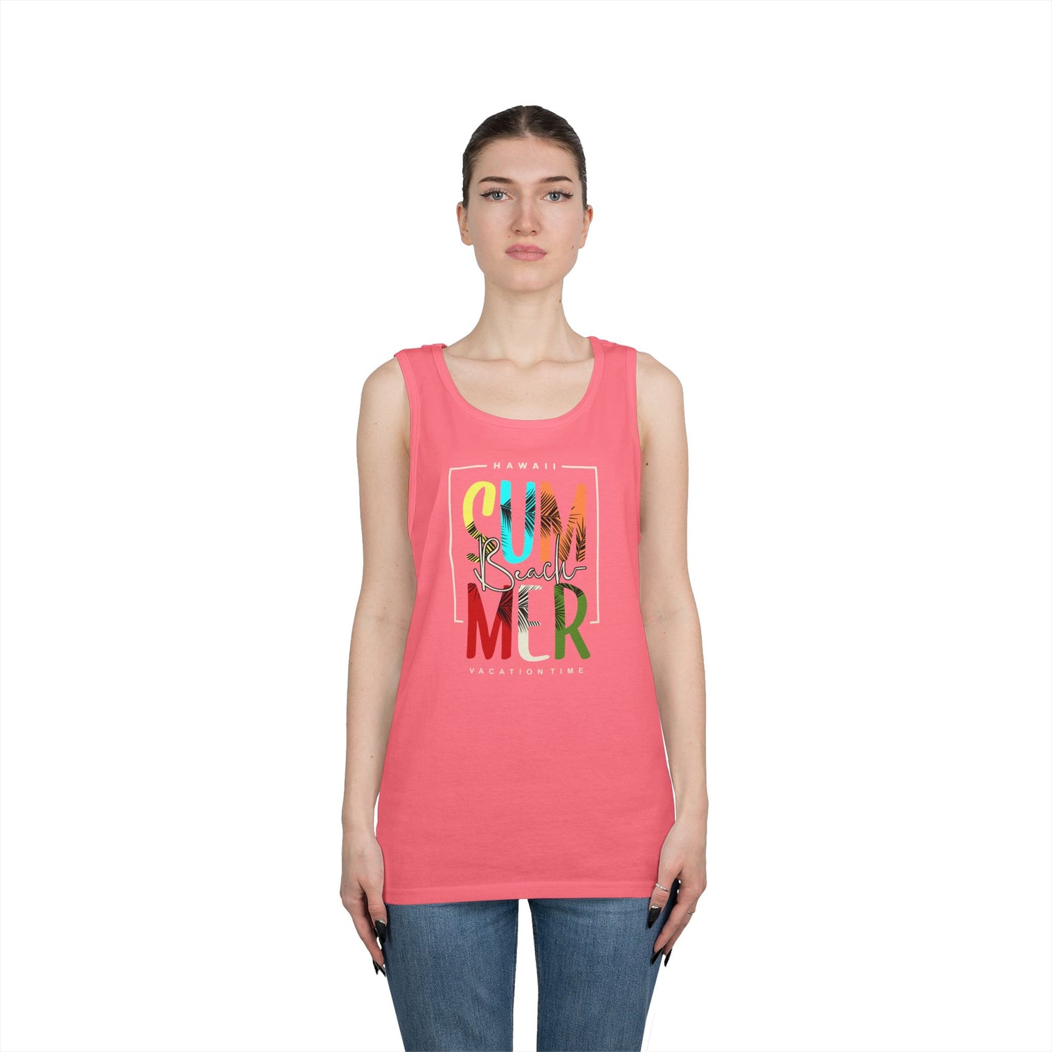 Hawaii Summer Vacay Tank Top, Unisex Heavy Cotton Tank, Beachwear, Vacation, Summer Vibes, Gift for Him/Her - OGGDesigns