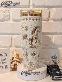Western Horse Tumbler 40oz, Cowboy Tumbler, Running Horses, Southwestern Tumbler, Laser Engraved Gift