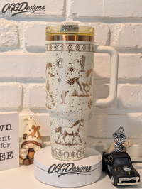 Western Horse Tumbler 40oz, Cowboy Tumbler, Running Horses, Southwestern Tumbler, Laser Engraved Gift