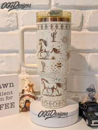 Western Horse Tumbler 40oz, Cowboy Tumbler, Running Horses, Southwestern Tumbler, Laser Engraved Gift