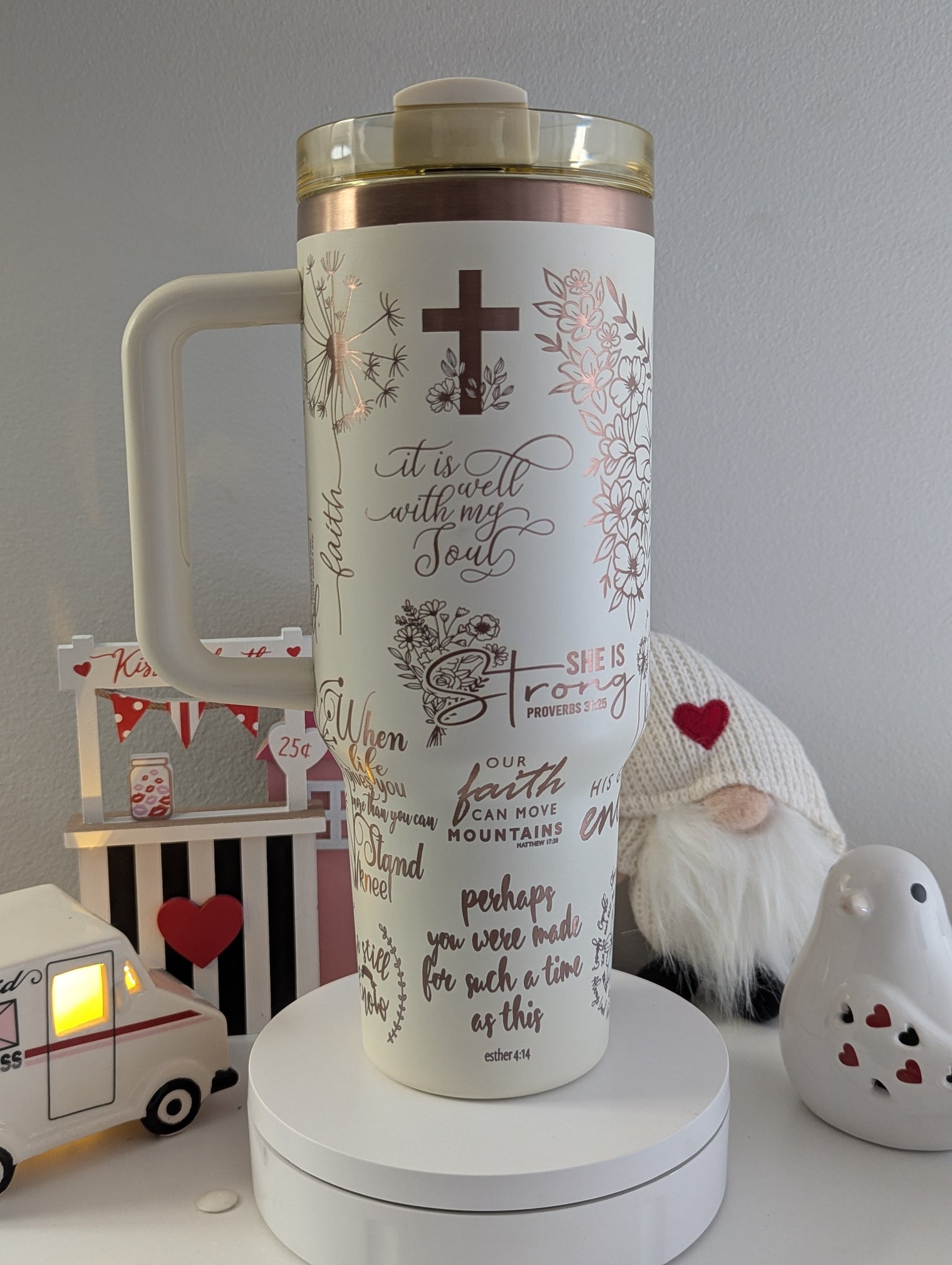 Be Transformed Romans 12:2 Laser Engraved 40 oz Tumbler with Handle, Jesus's love, Christian Faith Design, Religious Gift idea