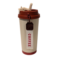 18oz To-Go Coffee Cup with Keychain Charm – Cream with Red Lid - OGGDesigns