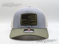 American Flag Rifle Trucker Hat - Laser Engraved Leatherette Patch - OGGDesigns