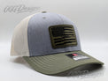 American Flag Rifle Trucker Hat - Laser Engraved Leatherette Patch - OGGDesigns