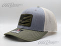 American Flag Rifle Trucker Hat - Laser Engraved Leatherette Patch - OGGDesigns