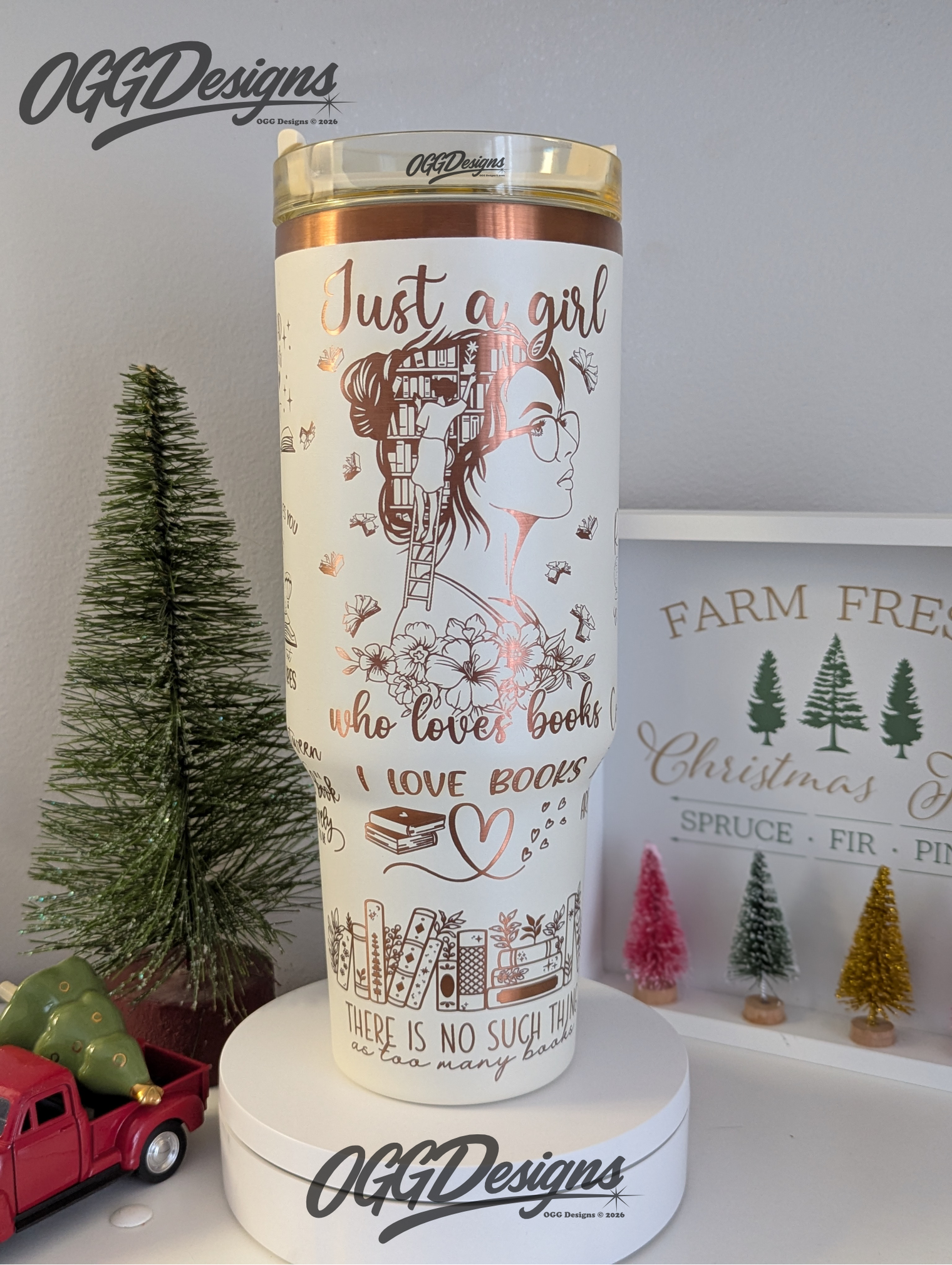 Unique Book Lover's 40 oz Tumbler Laser Engraved Stainless Steel tumbler with Handle - OGGDesigns