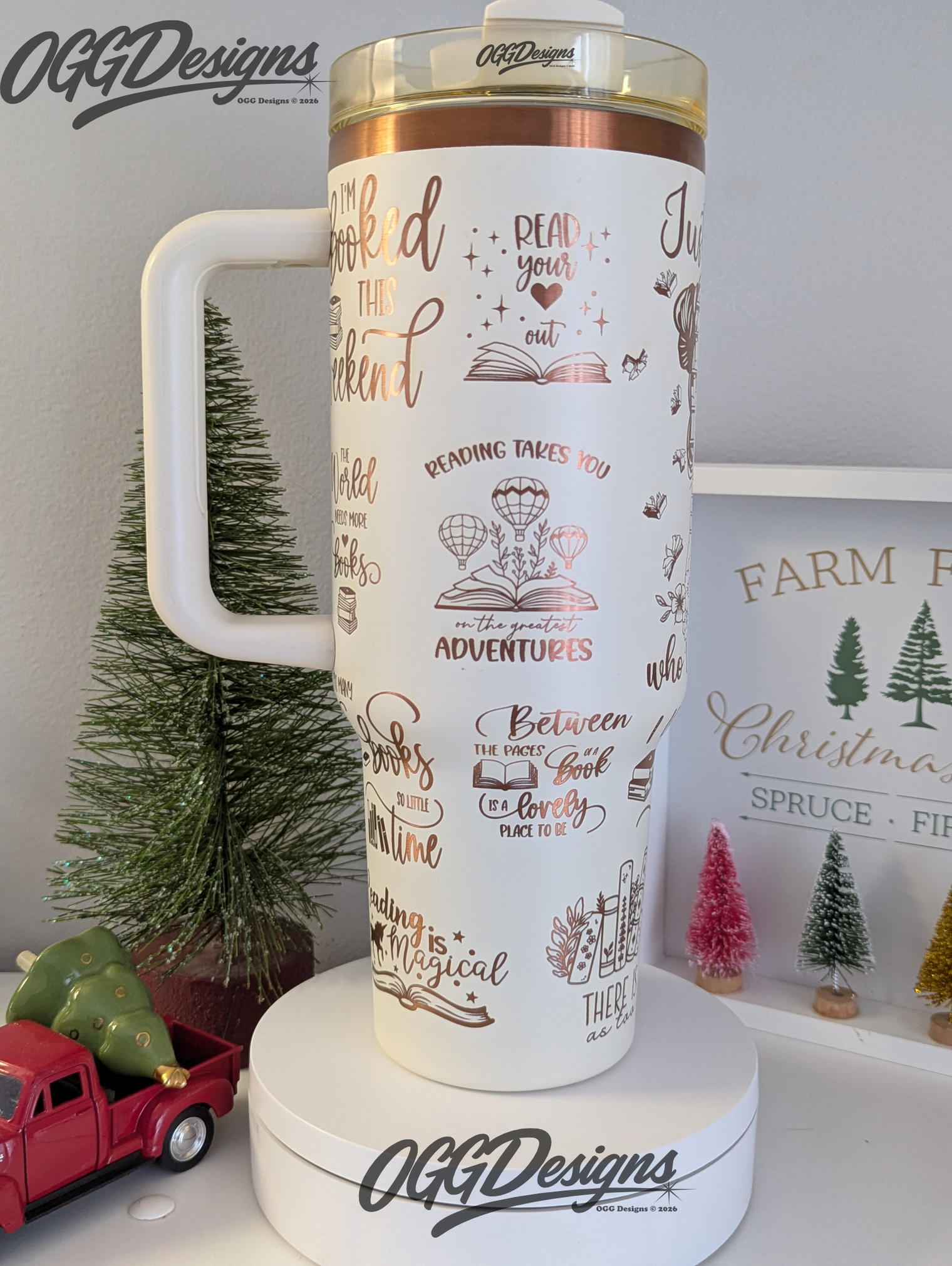 Unique Book Lover's 40 oz Tumbler Laser Engraved Stainless Steel tumbler with Handle - OGGDesigns