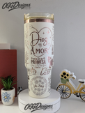 Dios es Amor a 40 oz Engraved Tumbler with handle Spanish Bible verses - OGGDesigns
