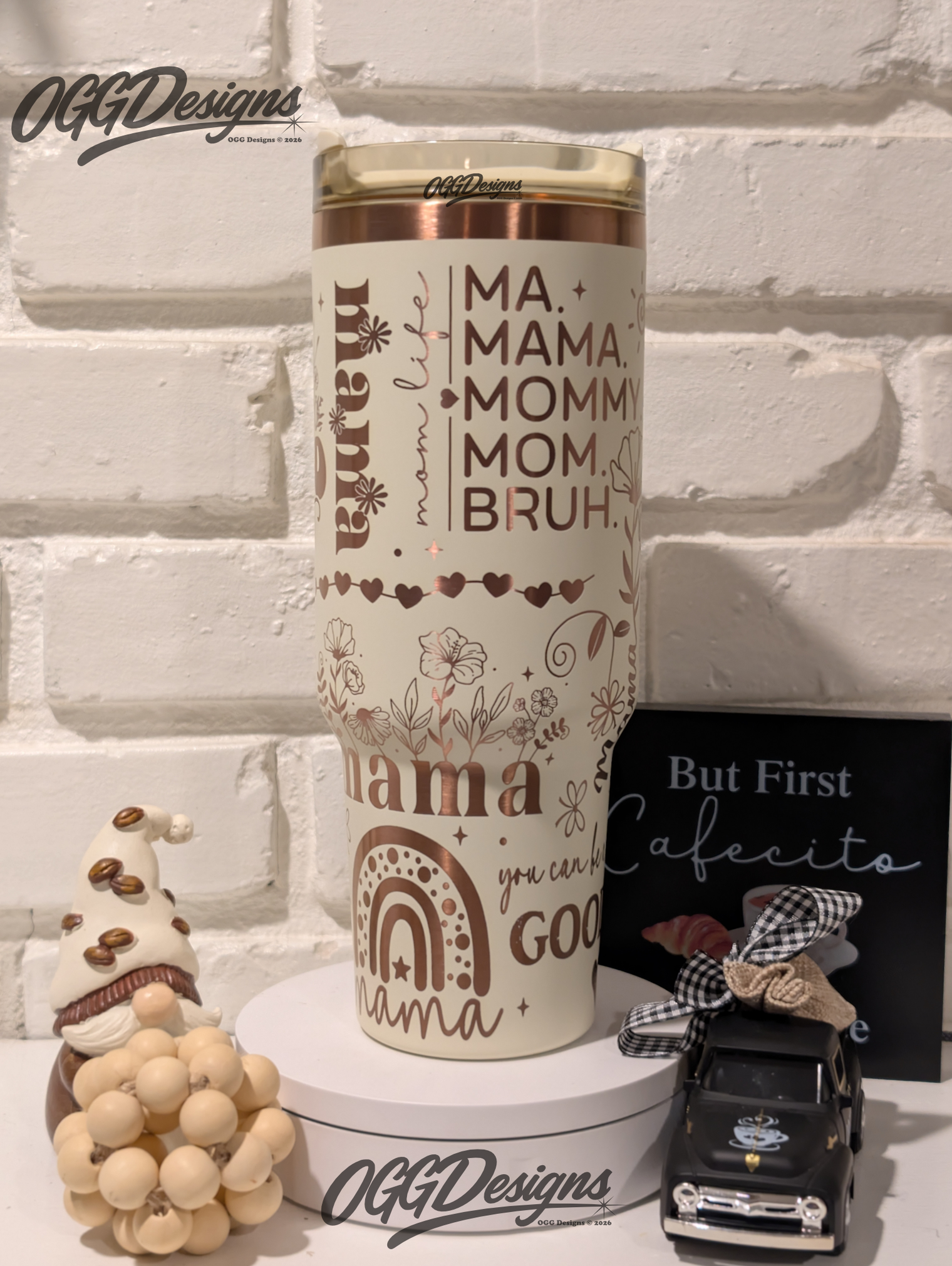40oz Blessed Mama Full Wrap Tumbler – Mama Gift | Lid, Straw & Handle Included - OGGDesigns