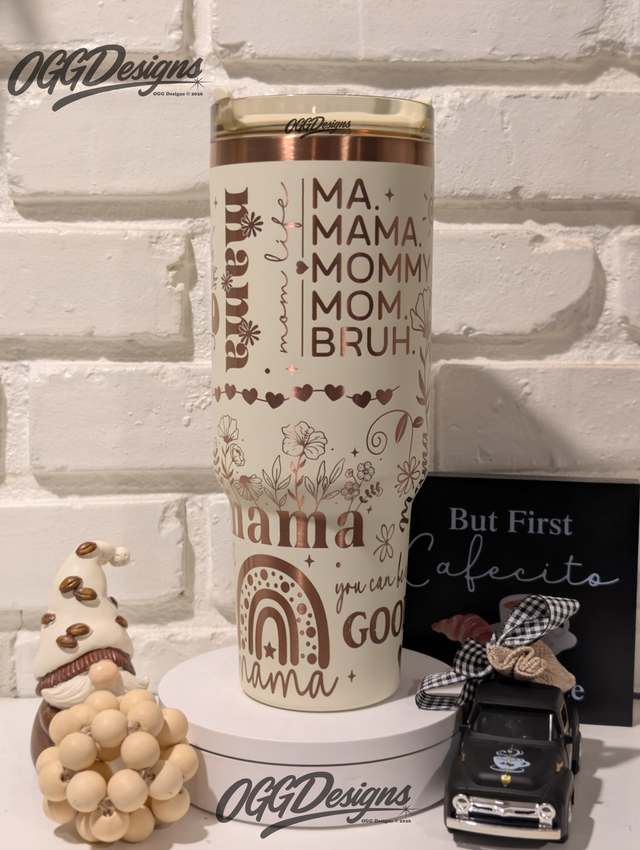 40oz Blessed Mama Full Wrap Tumbler – Mama Gift | Lid, Straw & Handle Included - OGGDesigns