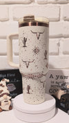 Western Aztec 40oz Tumbler – Desert Cactus & Longhorn Engraved