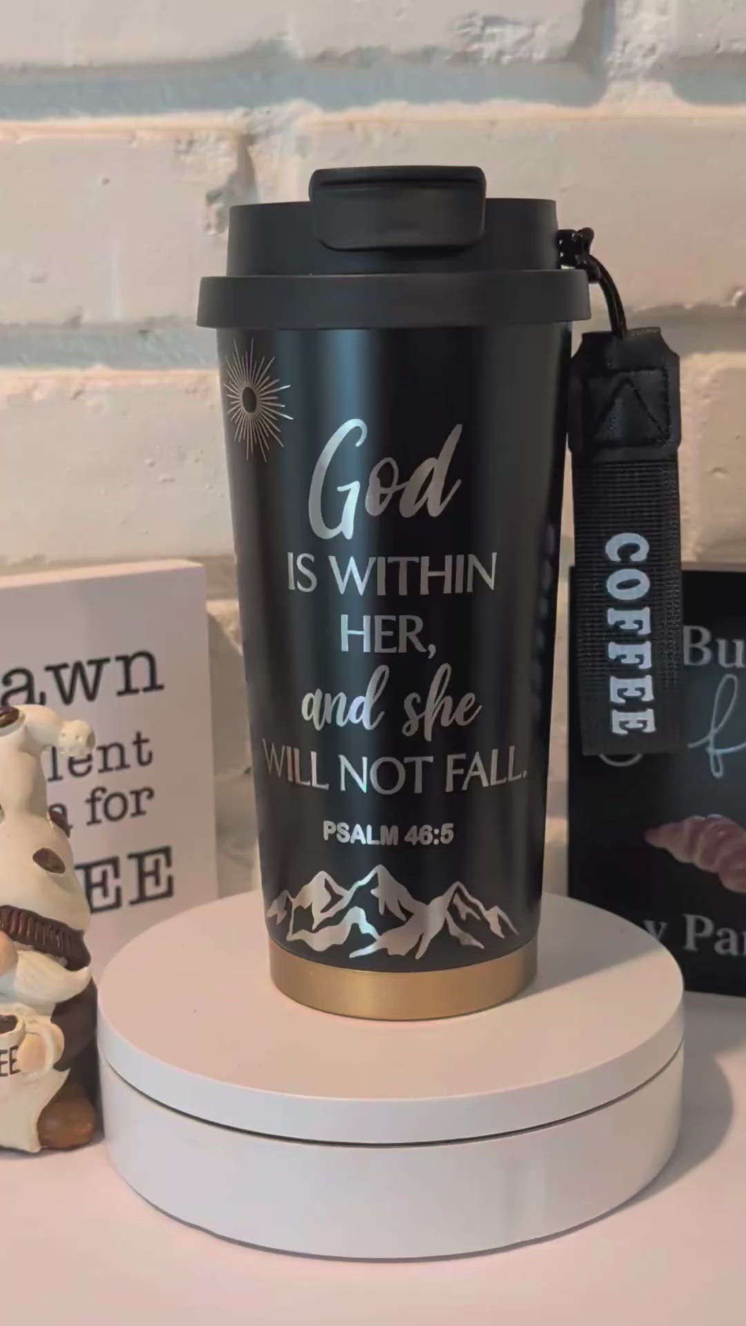 Psalms 46:5 18oz Coffee Tumbler with Charm | Straw or Sip