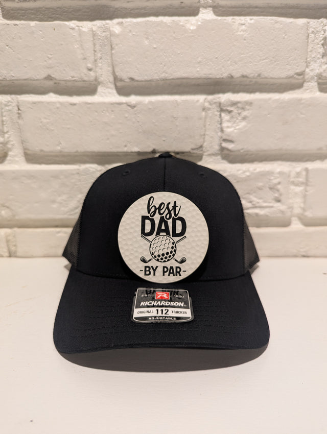 Best Dad By Par Trucker Hat 112 Richardson Golf Dad Hat with Leatherette Patch Father's Day Gift for Golfers - OGGDesigns