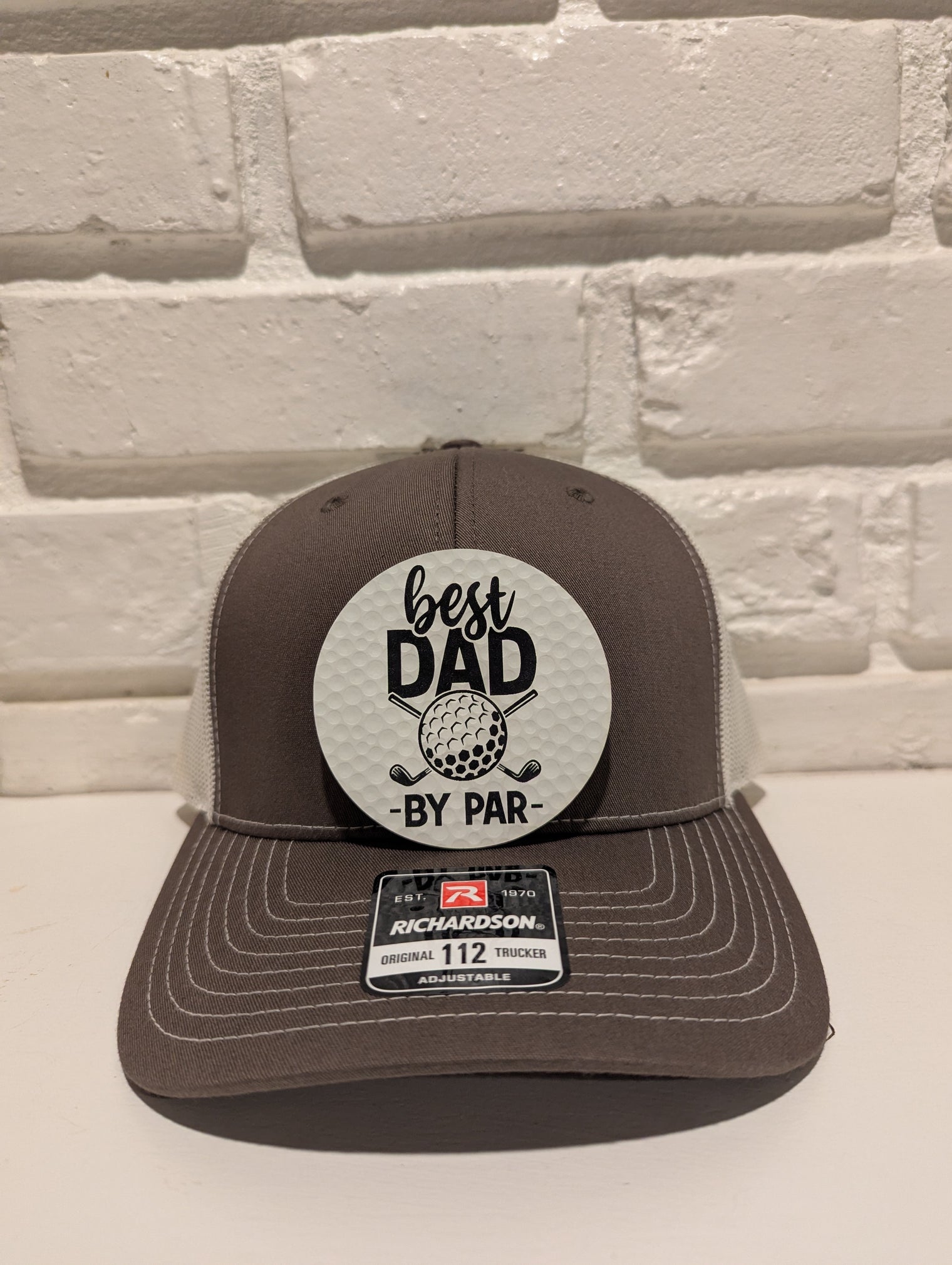 Best Dad By Par Trucker Hat 112 Richardson Golf Dad Hat with Leatherette Patch Father's Day Gift for Golfers - OGGDesigns