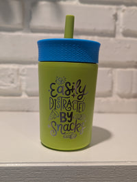 12 oz Spill-Proof Toddler Tumbler – Funny Laser Engraved Cups with Lid & Straw | Feral Child, Bad Kid Era, Mama’s Bestie, Easily Distracted by Snacks, Sassy Pants - OGGDesigns